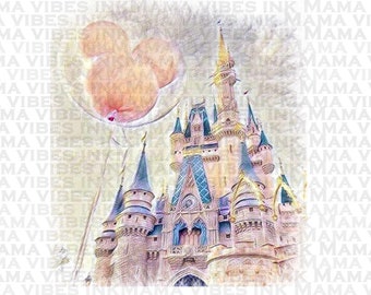 Watercolor Castle Etsy
