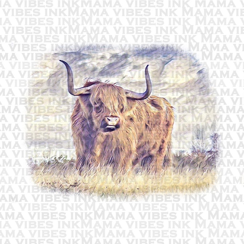 Highland Cow Png File Cow Sublimation Designs Country PNG Etsy