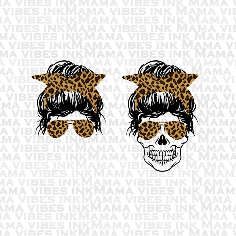 Download Mom and Mom Skull svg Messy bun skull svg Momster life SVG ...