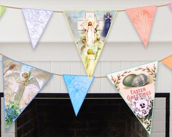 He is Risen Easter Banner Bundle Printable | Holiday Banner | Bunting | DIY Digital PDF | Vintage | Jesus | Victorian | Easter | Spring
