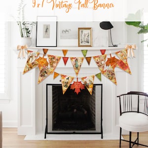 Vintage Herbst Banner Bundle Printable | Urlaub Banner | Wimpelkette | DIY Digitales PDF |Danksagung | Gib Danke | Viktorianisch | Herbst
