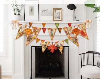 Vintage Fall Banner Bundle Printable | Holiday Banner | Holiday Bunting | DIY Digital PDF |Thanksgiving | Give Thanks | Victorian | Autumn