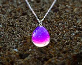PLUMERIA color changing teardrop pendant sterling silver