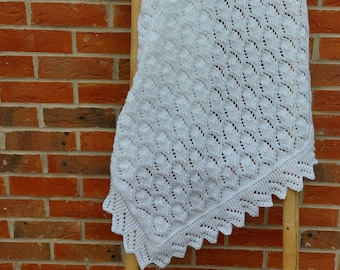 Made to order baby blanket,  handknitted blanket,  lace pattern