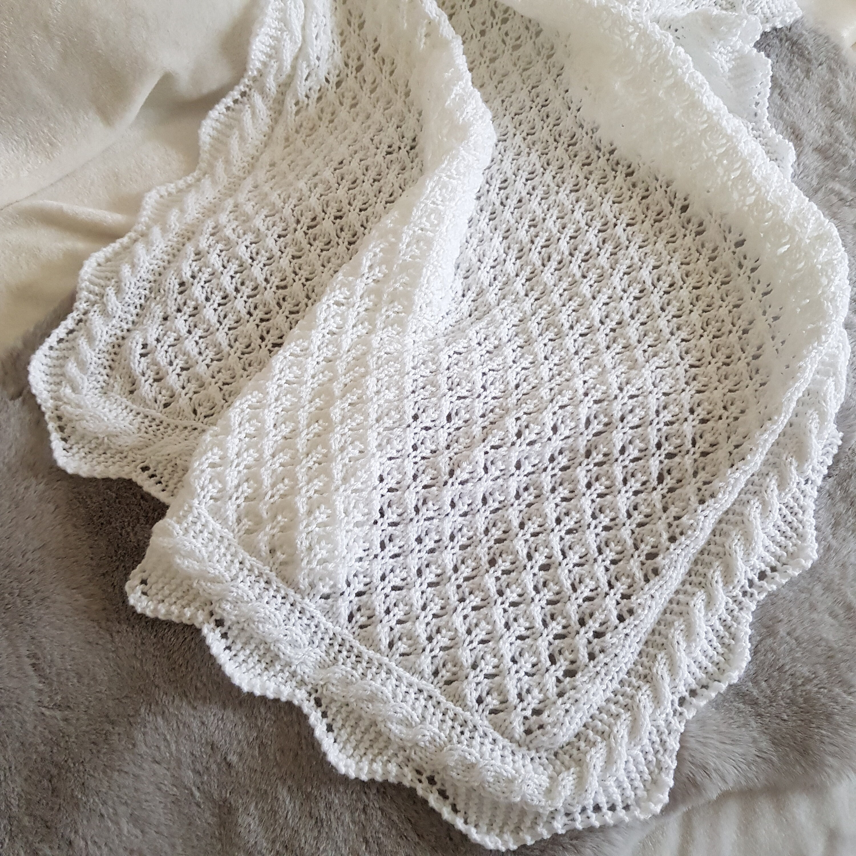 Knitted Baby Blanket Cot Blanket Lace Lightweight Etsy