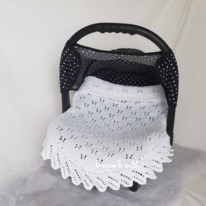 Knitted Baby Blanket for a carseat, lace pattern, lightweight