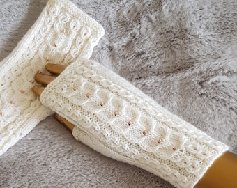Hand-knitted wristwarmers, fingerless mittens, mittens - FREE UK SHIPPING