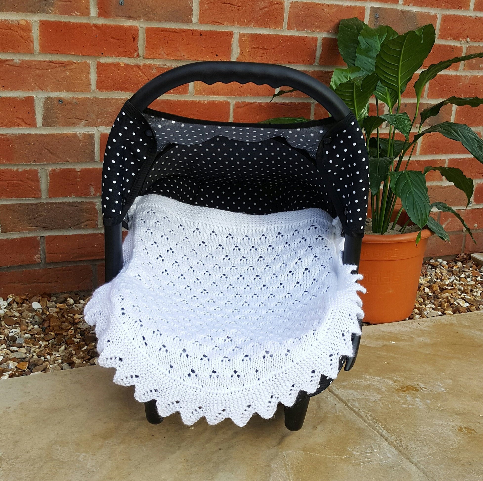 Knitted baby blanket car seat moses basket size lace Etsy