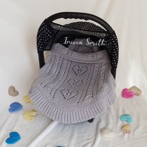 PDF knitting pattern for a carseat blanket Hearts and Pleats and More by Irina Smith