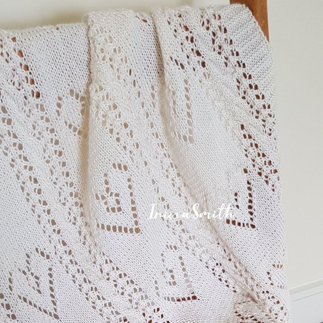 Cable and Lace Baby Blanket PDF Knitting Pattern Knitting Instructions Etsy