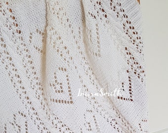 Cable and Lace baby blanket PDF knitting pattern, knitting instructions