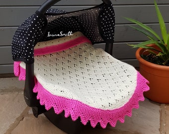 PDF pattern, written pattern, instructions, knitting pattern for car seat baby blanket