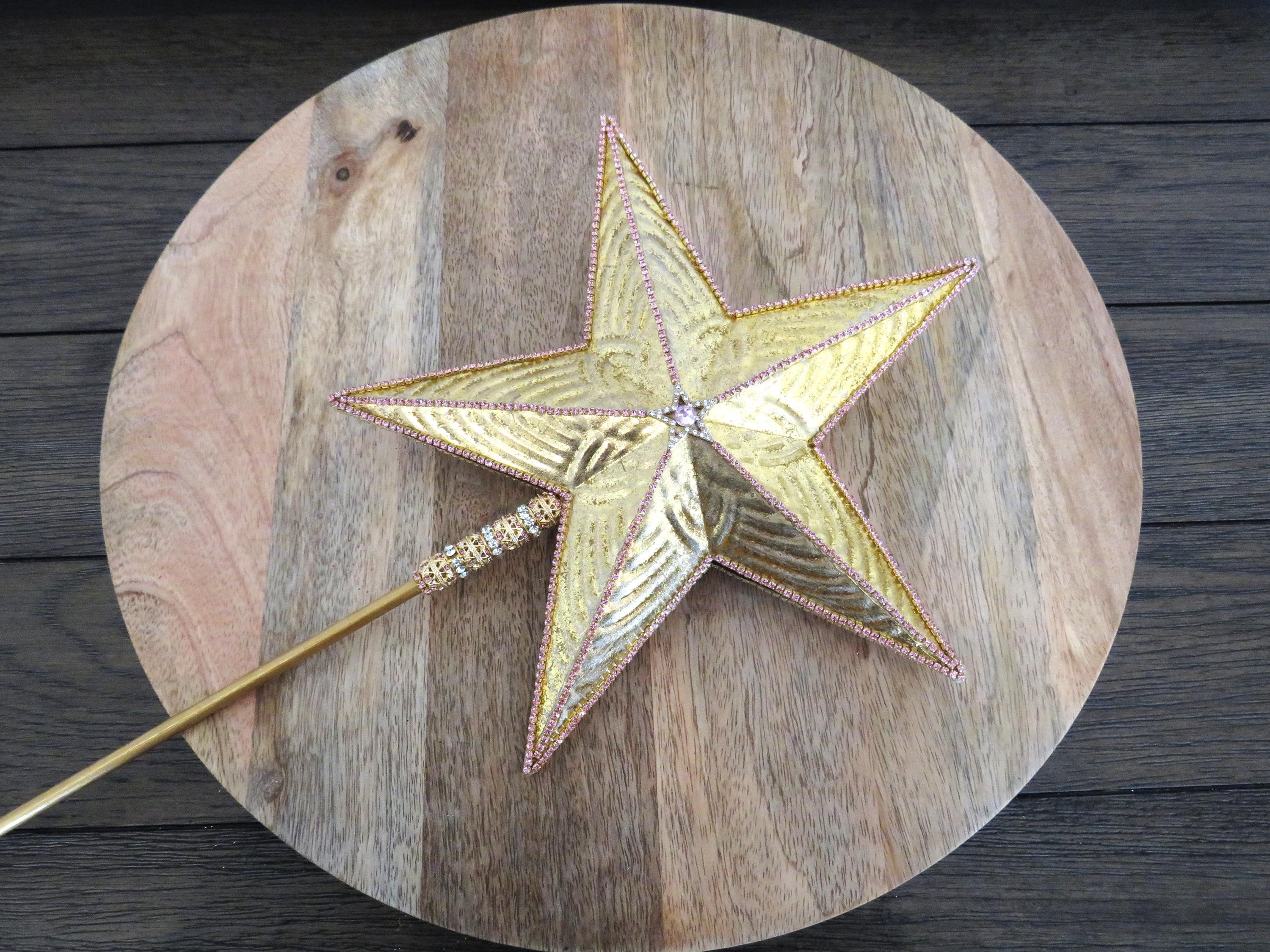 23" Gold Star Wand with Pink Rhinestones