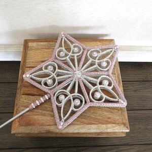 23&quot; Silver Star Wand with Pink Rhinestones