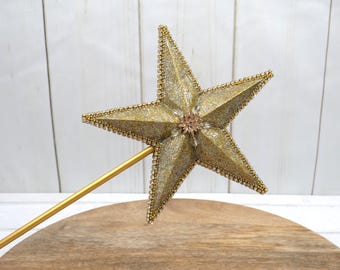19" Gold Star Wand with Crystal Rhinestones