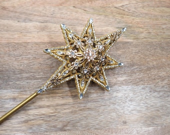 19" Gold Star Wand with Crystal Rhinestones