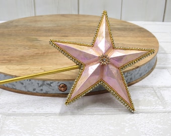 19" Pink Star Wand with Crystal Rhinestones