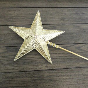 23&quot; Gold Star Wand with Clear Rhinestones