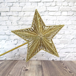 23&quot; Gold Star Wand with Clear Rhinestones
