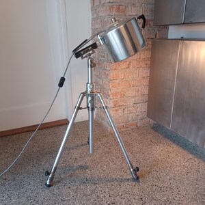 Upcycled Aluminium Tripod Floor Lamp - Vintage Pressure Pot Lamp