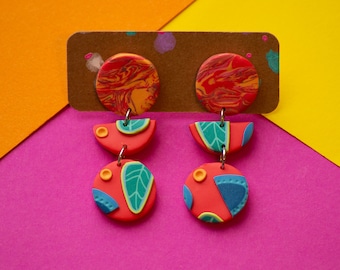 Pendientes colgantes de arcilla polimérica / Pendientes hechos a mano