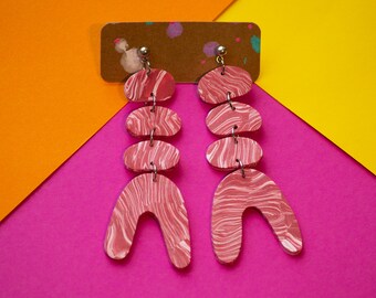 Pendientes colgantes de arcilla polimérica / Pendientes hechos a mano / Pendientes Zero Waste
