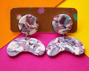 Pendientes colgantes de arcilla polimérica / Pendientes hechos a mano / Pendientes Zero Waste