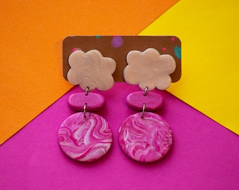 Pendientes colgantes de arcilla polimérica / Pendientes hechos a mano