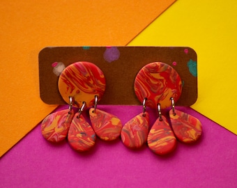 Pendientes colgantes de arcilla polimérica / Pendientes hechos a mano