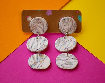 Pendientes colgantes de arcilla polimérica / Pendientes hechos a mano / Pendientes Zero Waste