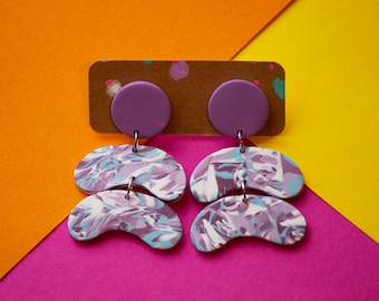 Pendientes colgantes de arcilla polimérica / Pendientes hechos a mano / Pendientes Zero Waste