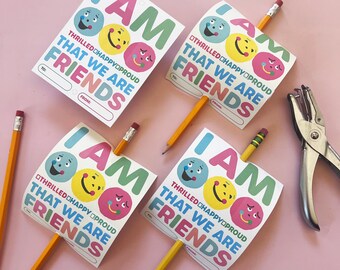 Friendship Pencil Card Printable: Feelings Birthday Valentine (PDF)