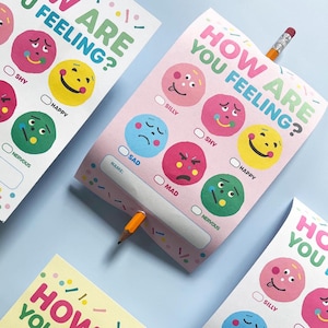 Feelings Check-in afdrukbare kaarten / Kids Feelings Activity afdrukbare / Emotioneel leren activiteitenkaart