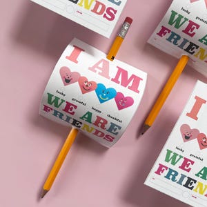 Cartão de amizade para impressão em lápis / Cartão de dia dos namorados para impressão / Cartão de aniversário para impressão / Sentimentos infantis para impressão / Cartão de dia dos namorados para impressão infantil