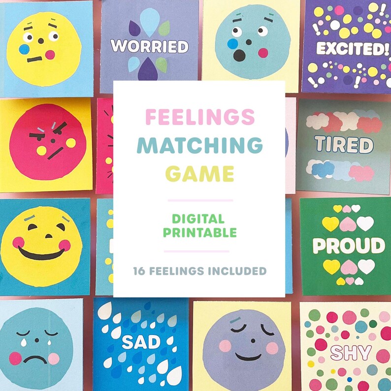 Feelings Matching Game / Printable Emotional Literacy Activity for Kids