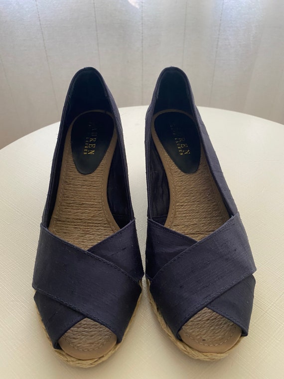 Ralph Lauren Navy Blue Wedges Size 7.5 