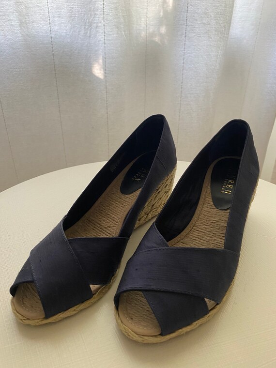 Ralph Lauren Navy Blue Wedges Size 7.5 