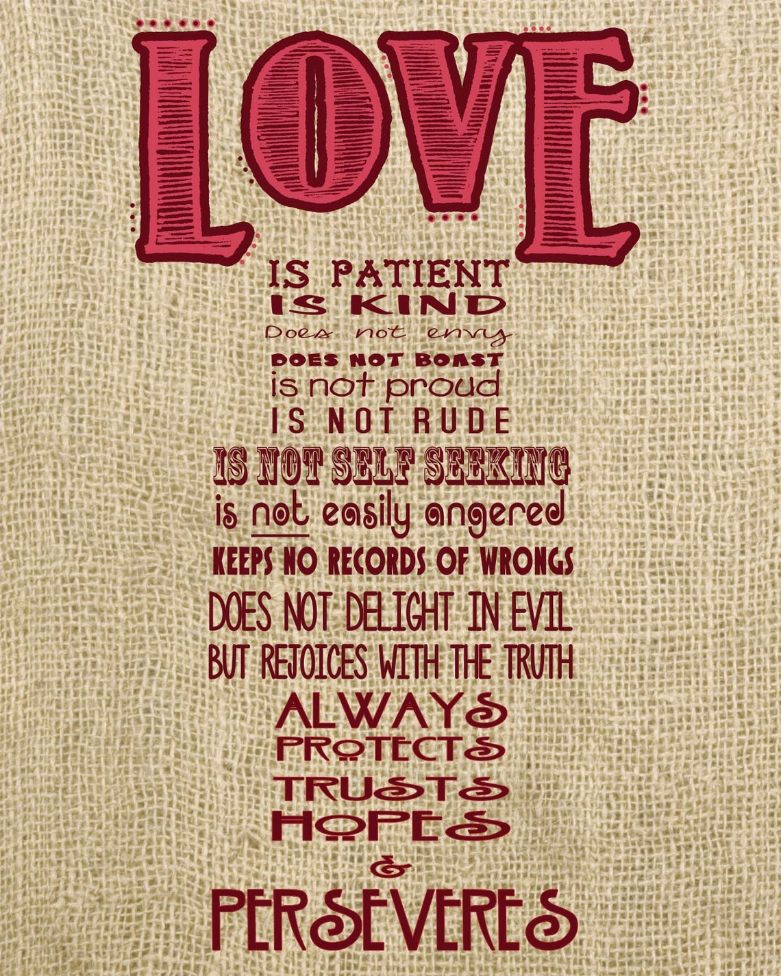 Bible Verse Wall Hanging Love Is Etsy