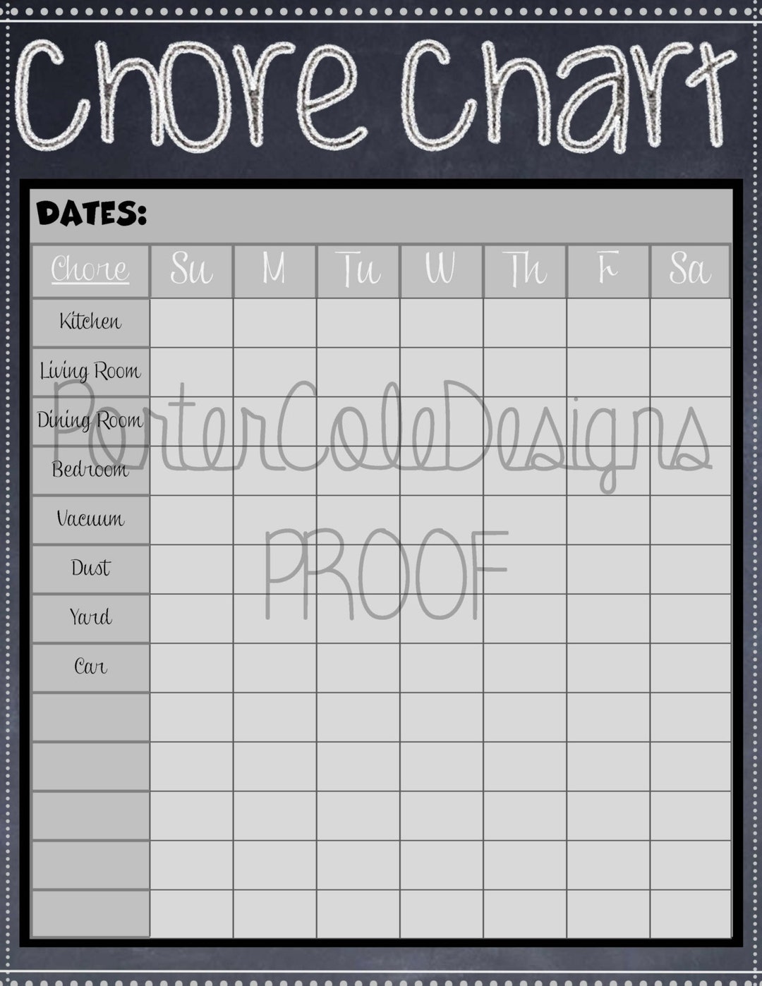 Chalkboard Chore Chart - Etsy