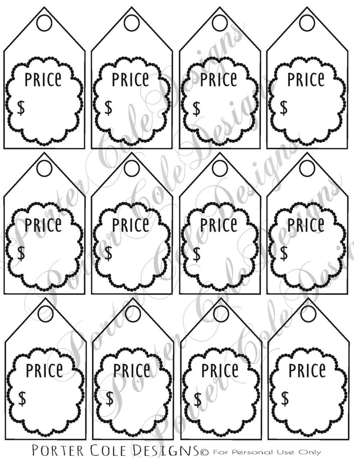 Price Tags Printable DIGITAL FILE Etsy