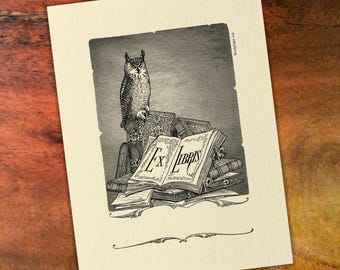 Perched Owl Bookplate