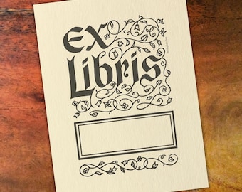 Ex Libris Bookplates: Gothic Floral Design, Set of 20