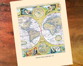 Map of the World Bookplate