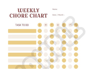 Weekly Chore Chart **Digital Download**