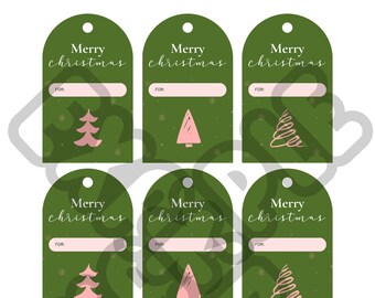 Green & Pink Christmas Gift Tags **DIGITAL DOWNLOAD**