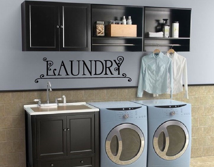 Vinyl Wall Decal Laundry Sign with Scroll Wall Art | Etsy