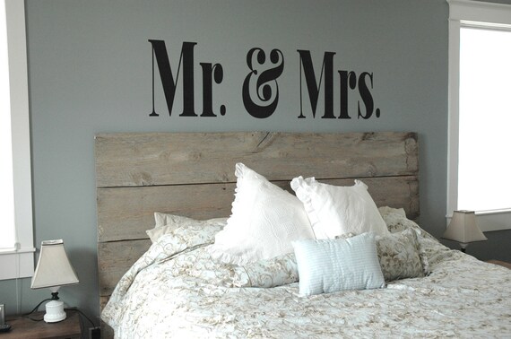 Vinyl Wall Decal Xl Mr Mrs Master Bedroom Decor Modern Sophisticated Wall Art