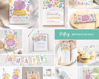 Pottery Birthday Invitation Bundle, Pottery Painting Party Bundle, Painting Birthday Invitation, Party Favor Decor, Craft Party, Corjl SS030