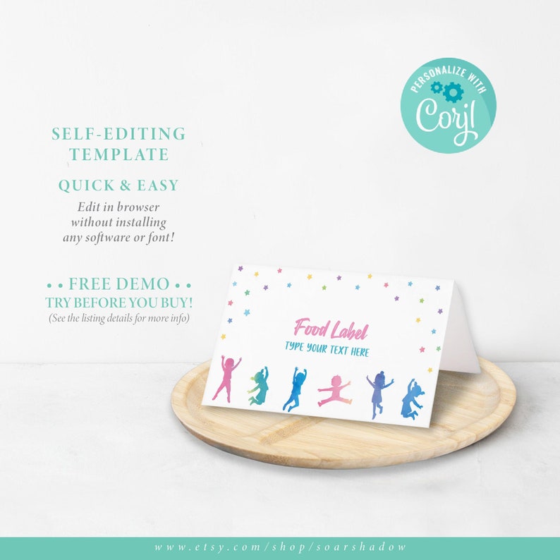 Jump Party Food Labels Jump Party Tent Card Trampoline Party - Etsy