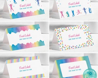 Jump Party Food Labels, Jump Party Tent Card, Trampoline Party Food Cards, Bounce House Party, Table Place Card, Corjl SS040